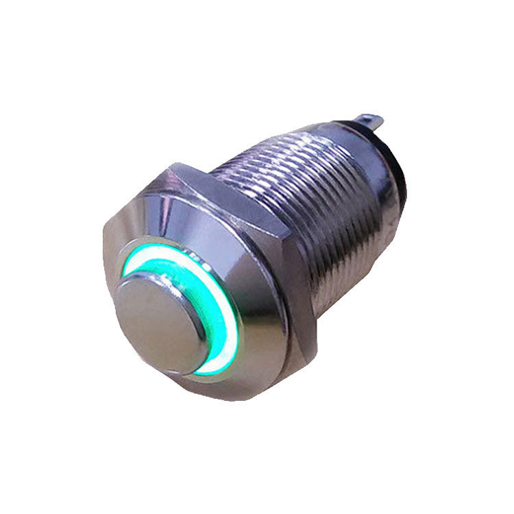 防水型12mm自锁带灯金属按钮开关12mm防水金属开关M12金属开关