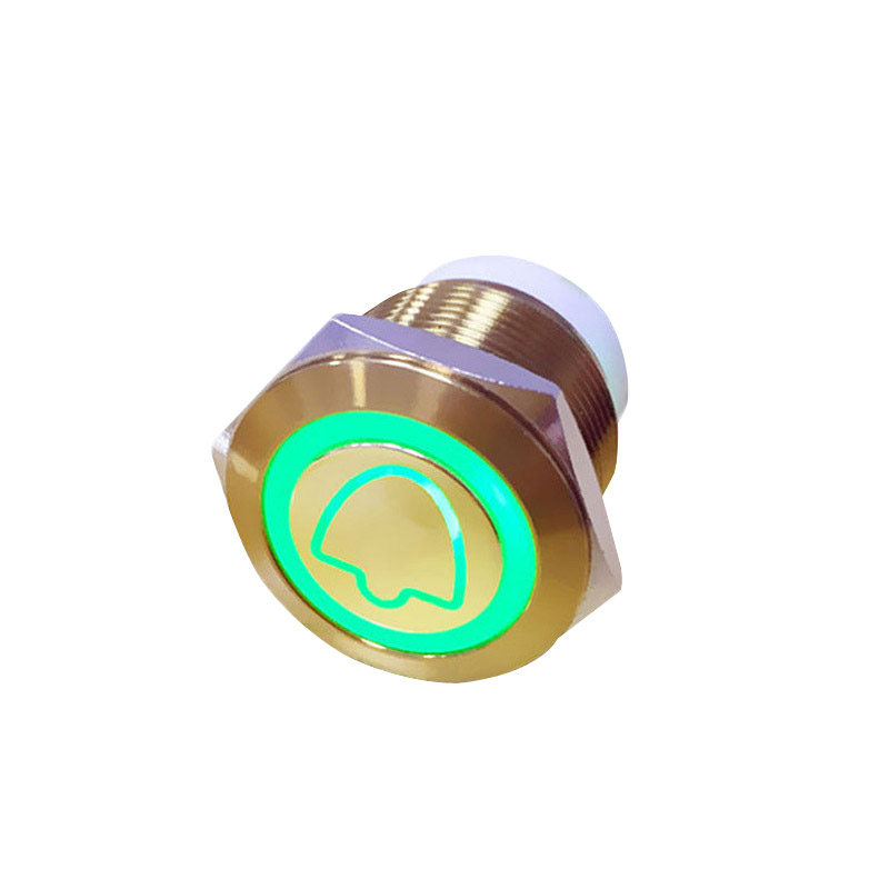 19mm安装孔金属按钮任意发光图案符号可选防水带自锁式按键开关