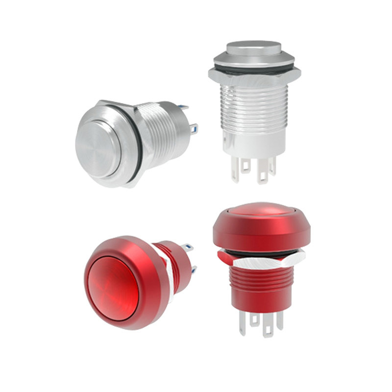 嘉腾M12mm一常开一常闭两脚四脚金属按钮开关详情