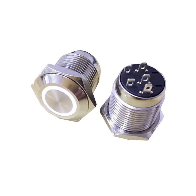 供应嘉腾防水带镭雕印字短脚端子带灯不锈钢金属按钮