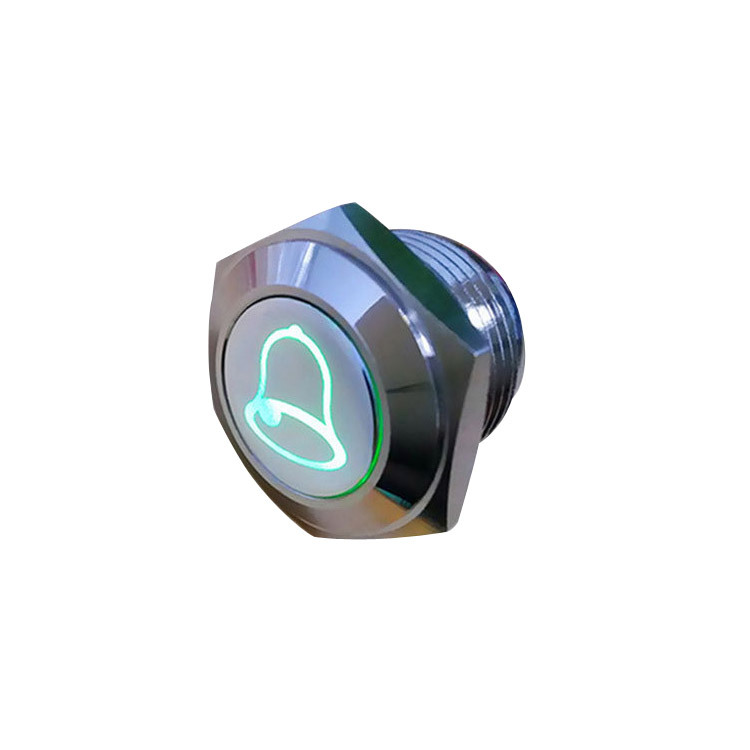 22mm金属按钮开关环形符号/电源符号/门铃符号发光金属按钮开关