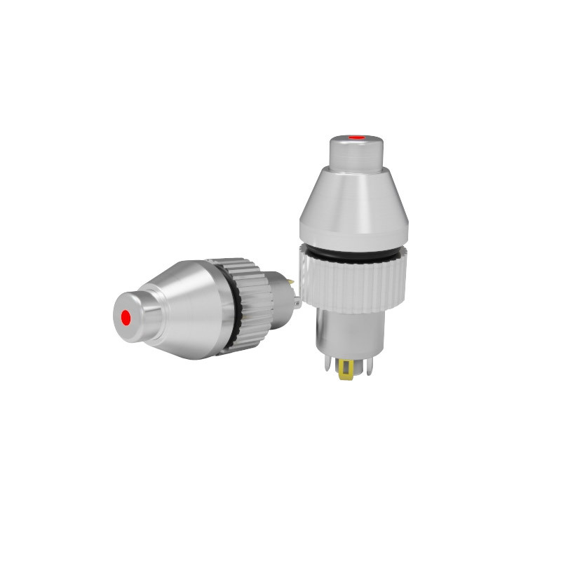 供应嘉腾8mm自锁式带点状灯3V 6V 12V 24V 220V金属按钮开关